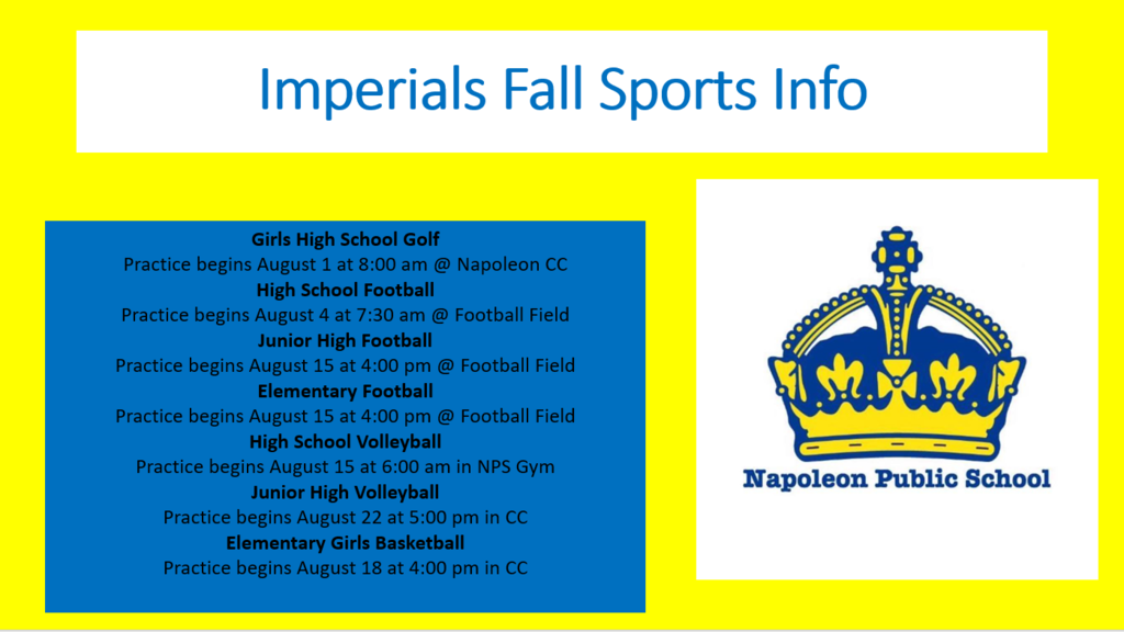 NGS Imperials Fall Dates